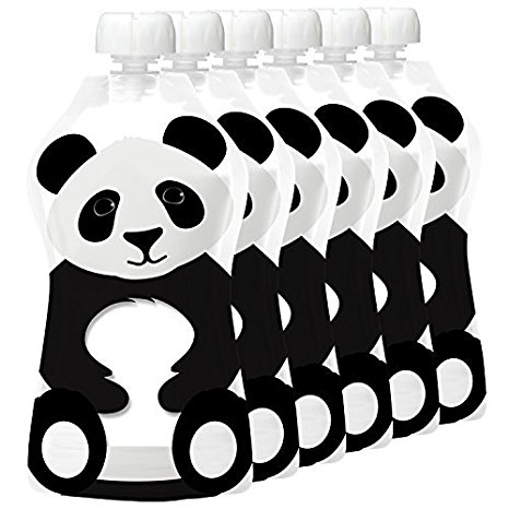 Squooshi Reusable Food Pouch | Panda 6 Pack | Refillable Squeeze Pouches for Kids of All Ages