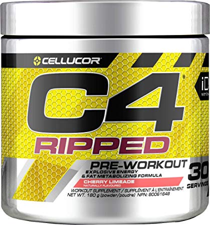 Cellucor C4 Ripped Pre Workout Powder, Energy & Fat Metabolism Supplement, Cherry Limeade, 30 Servings, 180g