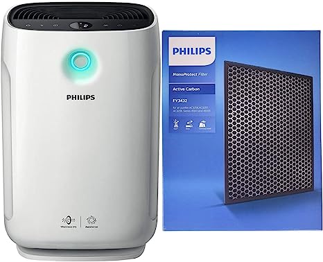 Philips Series 2000i Connected Air Purifier, Removes Ultrafine Particles, HEPA and Active Carbon Filters, AC2889/60 & Philips FY3432/10 NanoProtect Filter, Black