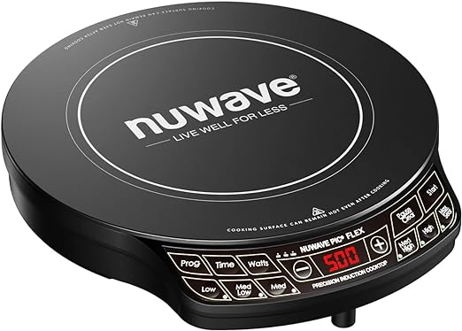 Nuwave Precision Induction Cooktop, 10.25” Shatter-Proof Ceramic Glass, 6.5” Heating Coil, 45 Temps from 100°F to 500°F, 3 Wattage Settings 600, 900 & 1300 Watts