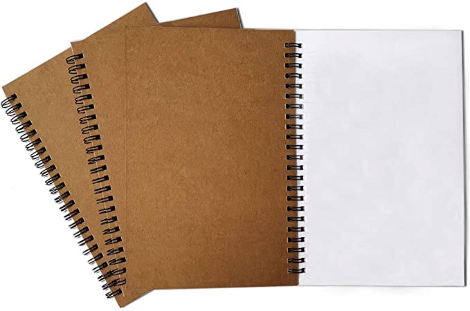 Spiral Journal, 3Pack Spiral Notebooks, Thick Blank Paper 120 Pages Sketchbook, Notepad&Daily Planners (Khaki)