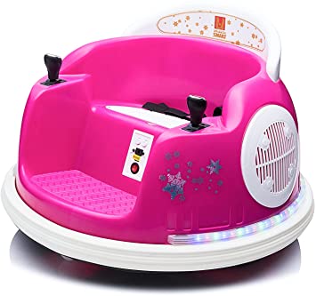 u URideon Ride On Bumper car for Kids, 6V Electric Vehicle Ride on Toys with Remote Control, Music,Colorful Flashing Lights,Battery Powered (Pink)