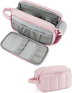 BAGSMART Makeup Bag, Travel Makeup Bag Organizer, Travel Toiletry Bag for Women, Puffy Make Up Bag for Travel Essentials Travel-Size Toiletries Accessories Bottles, Brushes (Pink)