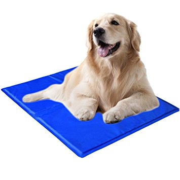 PALMOO Premium Pet Cooling Mat - Cold Gel Pad For Cats and Dogs - Pressure Activated Comfort Cooler Non Toxic Gel Pet Mat - Gel Mat Blue ,Perfect for Floors, Couches, Car Seats, Pet Beds & Kennels