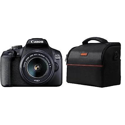 Canon EOS 1500D 24.1 Digital SLR Camera (Black) with EF S18-55 is II Lens & SIDRUM WF-18 DSLR/SLR Camera Shoulder Bag Case