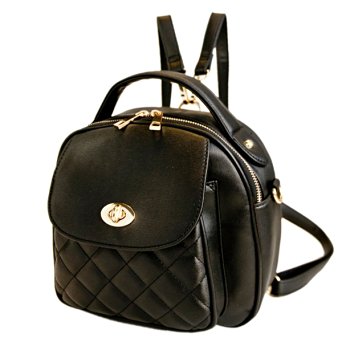 S-ZONE Stylish Plaid Mini Leather Handbag Backpack With Shoulder Straps For Women