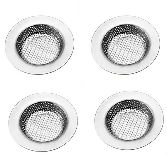 Fasmov 4 PCS Stainless Steel Kitchen Sink Strainer Kitchen Drain Strainer Basket Large Wide Rim 4.3" Diameter