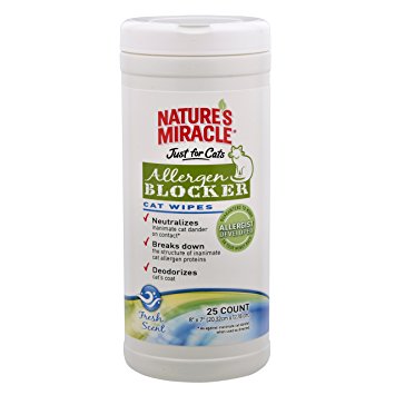 Nature's Miracle Nature's Miracle Just for Cats Allergen Blocker Cat Wipes, 25 wipes (NM-5472)