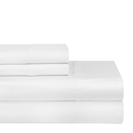 Pointehaven 400 TC Deep Pocket 100-Percent Pima Cotton Sheet Set White Twin XL