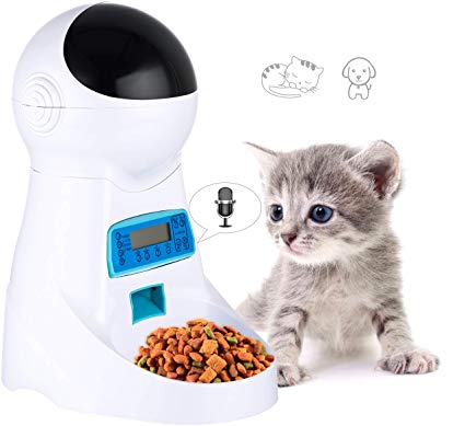 JOYTOOL Automatic Cat Feeder Pet Food Dispenser Feeder 4 Meal for Cat Dog-Timer Programmable, Sound Recording, Portion Control for Small Medium Cat Dog Pet