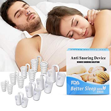 Anti Snoring Devices, Duvina Stop Snoring Silicone Snore Stopper, Nose Vents as Snoring Solution, Comfortable & Effective Stop Snoring Sleep Aid Mute Nasal Dilators for Adult & Kids(Set of 8)