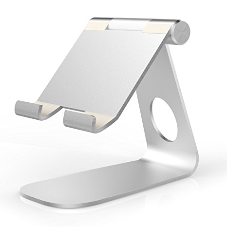 MoKo Tablet Stand, Universal 210 Degree Rotatable Aluminum Alloy Smartphone Tablet Desktop Holder Cradle for iPad Pro/iPad Air/Air 2, iPhone 7 Plus, 6s Plus, SILVER