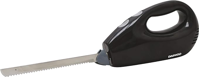 Daewoo SDA1806 Electric Pulse Setting | Stainless Steel 180W | Serrated Knife Blade | Safety Control | Ideal for Meat, Bread & More-Black