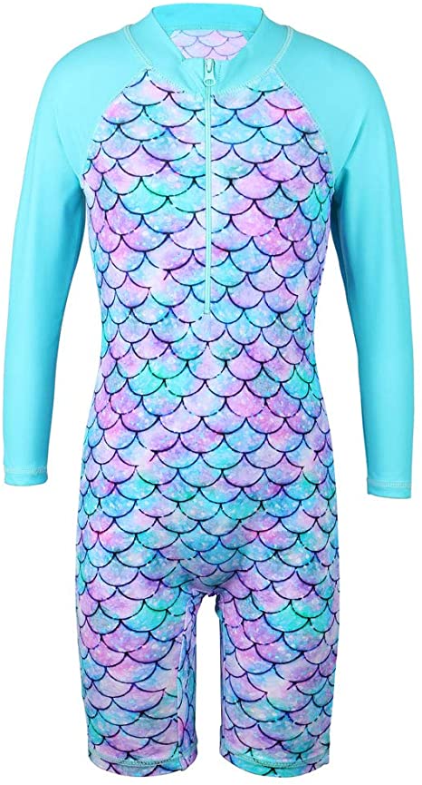 TFJH E Girls Swimsuit 3-10 Years UPF 50  UV One Piece Swimwear with Zipper