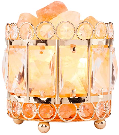 Himalayan Salt Lamp Natural Himalayan Crystal with Metal Base,Rock Salt from Pakistan Dimmable Controller, Dimmer Switch，UL-Listed Cord - Bucket（4.92 x 4.92 x 4.92）"