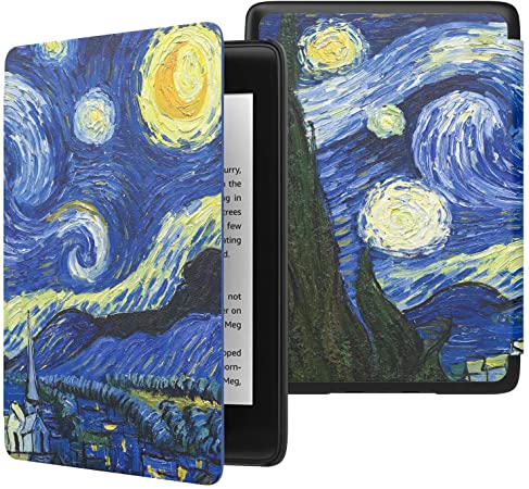 MoKo Case Fits Kindle Paperwhite (10th Generation, 2018 Releases), Thinnest Lightest Smart Shell Cover with Auto Wake/Sleep for Amazon Kindle Paperwhite 2018 E-Reader - Starry Night