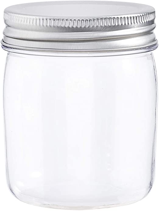 Darice Plastic Lids, 8 Ounces, 6 Pack Storage Jars, Clear 6 Count