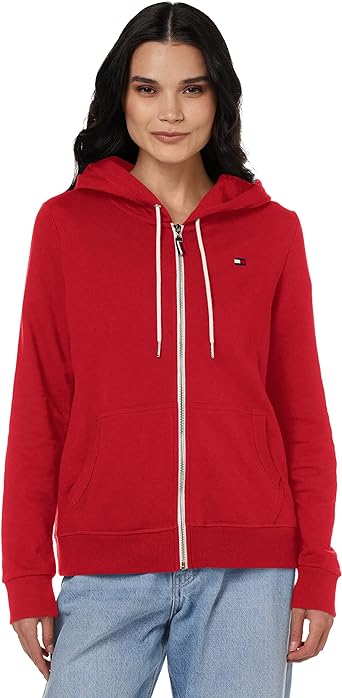 Tommy Hilfiger Zip-up Hoodie – Classic Sweatshirt for Women with Drawstrings and Hood