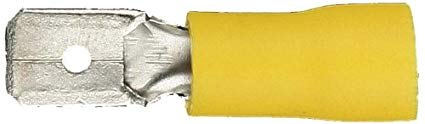 Install Bay YVMD250 Vinyl Male Connector 12/10 Gauge .250, Yellow (100-Pack)