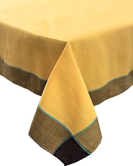 Fennco Styles Maison Beaujard Provençal Design Tablecloth. One Piece. (70 Inch Square, Marigold)