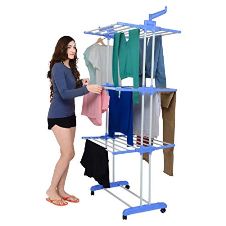 Magna Homewares Advance Series Grandis Plus 2 Poll, 3 Layer Cloth Drying Stand with Braking Wheel System