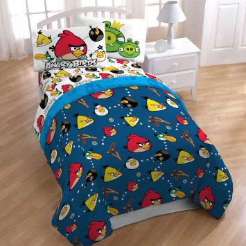 Angry Birds Madness Twin Sheet Set - Video Game Application Sheets Twin Bed