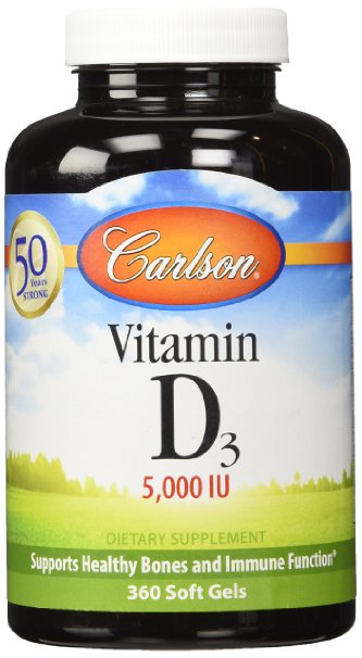 Carlson Labs Vitamin D3 5000 IU Soft Gels, 360 Count