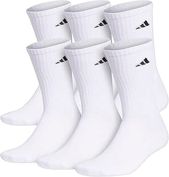 adidas Men's Athletic Cushioned Crew Socks with Arch Compression (6 Pairs)