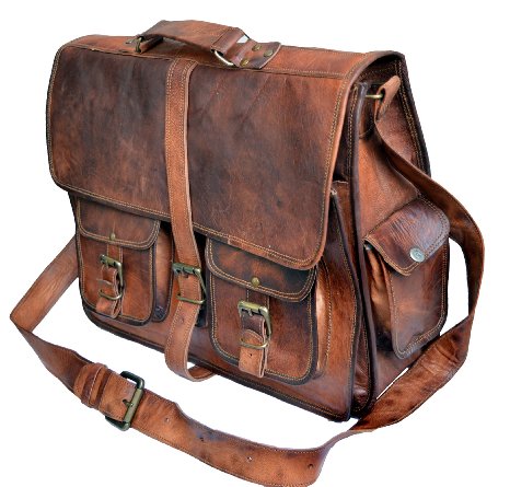 Jaald Mens Genuine Leather Large Laptop Bag Messanger Bag for Upto 15.6" Laptop bag for Macbook