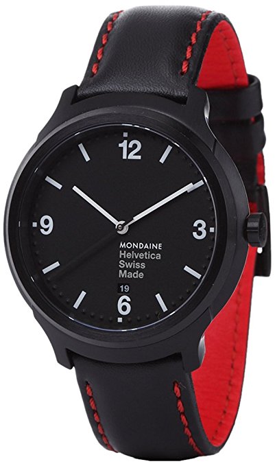 Mondaine Men's MH1.B1221.LB Helvetica No1 New York Edition Red Analog Quartz Black Watch