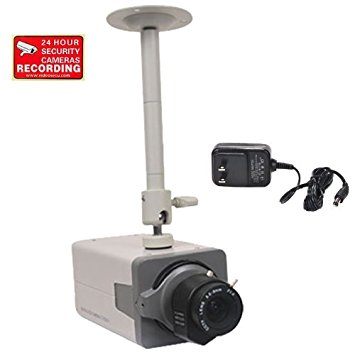 VideoSecu Home Body Box Surveillance Camera Day Night Vision 700TVL High Resolution Built-in 1/3" SONY Effio CCD 3.5-8mm Zoom Lens for DVR Surveillance System with Power Supply and Camera Bracket 1DV