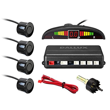 LED Display parking sensor,Car Reverse Backup Radar System,LED Display Buzzer Alert 4 Black Color parking sensors for Universal Auto Vehicle
