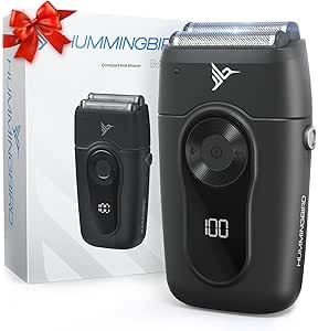 HUMMINGBIRD MK2 Compact Foil Shaver – No Nick, No Cut, No Razor Burn Face Shaver for Men, Portable USB C Rechargeable, Dual Foil Flex Head Electric Razor, LED Display, Travel Head & Facial Groomer