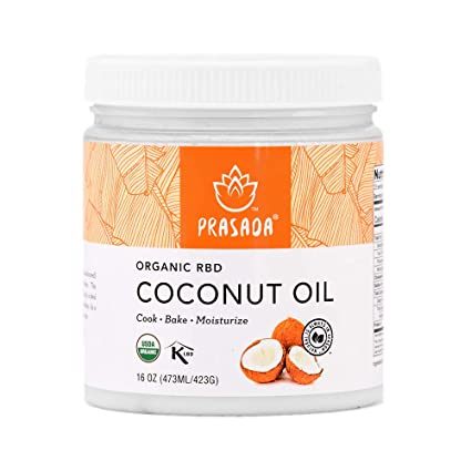 Prasada Organic Refined Coconut Oil (16oz) | Expeller-Pressed, Non-GMO, Single Origin | Perfect for Baking, Frying, Grilling and Cosmetic Application