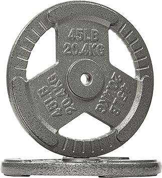 Signature Fitness Standard 1-Inch Cast Iron Plate Weight Plate for Strength Training and Weightlifting