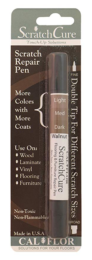 Cal-Flor PE49406CF ScratchCure 3 Shade Double Tipped Repair Pen for Use on Wood, Laminate, Flooring & Furniture, Walnut