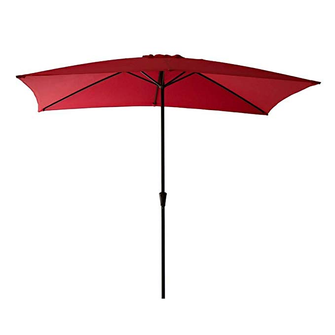 FLAME&SHADE Rectangular Patio Umbrella Outdoor 6'6" x 10' Market Style for Outside Balcony Table Pool Deck or Garden Terrace, Red