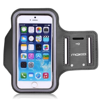 iPhone 6s Armband, iPhone 6 Armband, iPhone 7 Armband, MoKo Sports Running Armband with Key & Card Slot, Waterproof, Perfectly for Hiking, Biking, Walking, BLACK (Size S, Fits Cellphones up to 5.2")