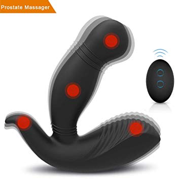 Prostate Massager with Wireless Remote Control Vibrating Anal Sex Viberate Toys for Men,Couples Butt Plug P spot Vibrator Prostate Stimulator with 9 Vibration Modes, Double Motor,4 Stimulation Spot,Re