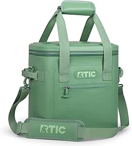 RTIC Soft Cooler 20 Can, Insulated Bag Portable Ice Chest Box for Lunch, Beach, Drink, Beverage, Travel, Camping, Picnic, Car, Trips, Floating Cooler Leak-Proof with Zipper, Sage