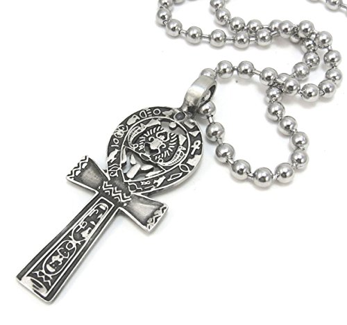 Men's Ankh Necklace with Stainless Steel Ball Chain, Egyptian Jewelry