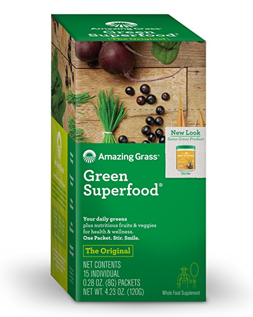 Amazing Grass All Natural Drink Powder, Green Superfood, 15-Count Packets, .34-Inch