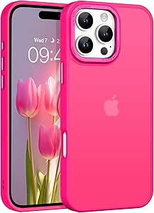 BENTOBEN Compatible with iPhone 16 Pro Max Case for iPhone 16 Pro Max Phone Case, Slim Fit Translucent Matte Design Shockproof Bumper Protective Drop Protection Girls Women Boys Men Cover, Hot Pink