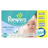 Pampers Baby Fresh Wipes 12x Box with Tub 864 Count
