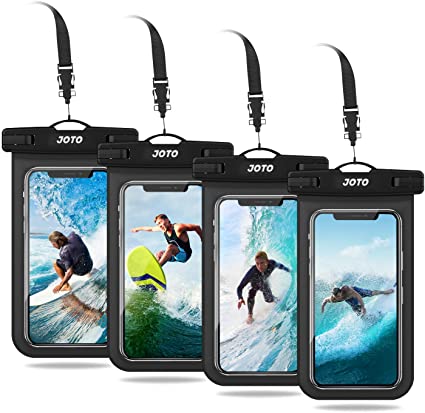 JOTO Universal Waterproof Pouch Phone Dry Bag Underwater Case for iPhone 11 Pro Max XS Max XR X 8 7 6S Plus Galaxy Pixel up to 6.8 inch -4 Pack, Black