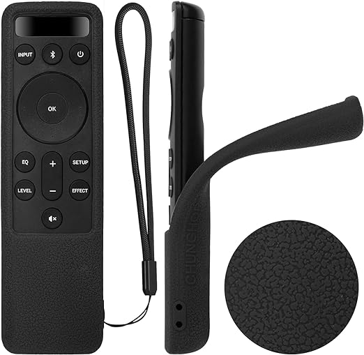 1PCS Protective Silicone Remote Case for Vizio 5.1 2.1 Home Theater Sound Bar Remote, for D21-H D51-H D512-H D510-H D20 Remote Control Shockproof, Washable, Skin-Friendly, Anti-Lost with Loop (Black)