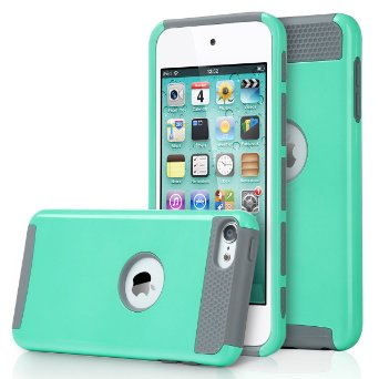 iPod Touch 5 Case,iPod 5 Case,5th case,ULAK Slim Lightweight iPod Touch Case Hybrid 2-Piece Dual Layer Shockproof Hard Protective Cover for Apple iPod touch 5 6th Generation (Aqua Mint/Grey)