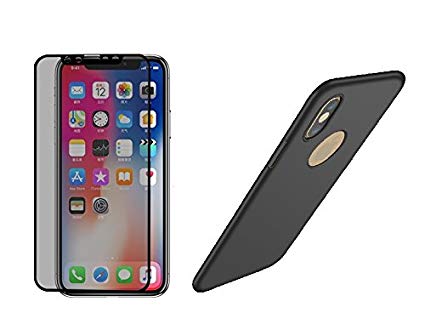 EiZiTEK EiZiShield Series Privacy Screen Protector Bundle with EiZiCase for Apple iPhone Xs, X, Full Cover Durable Tempered Glass & Case, Black