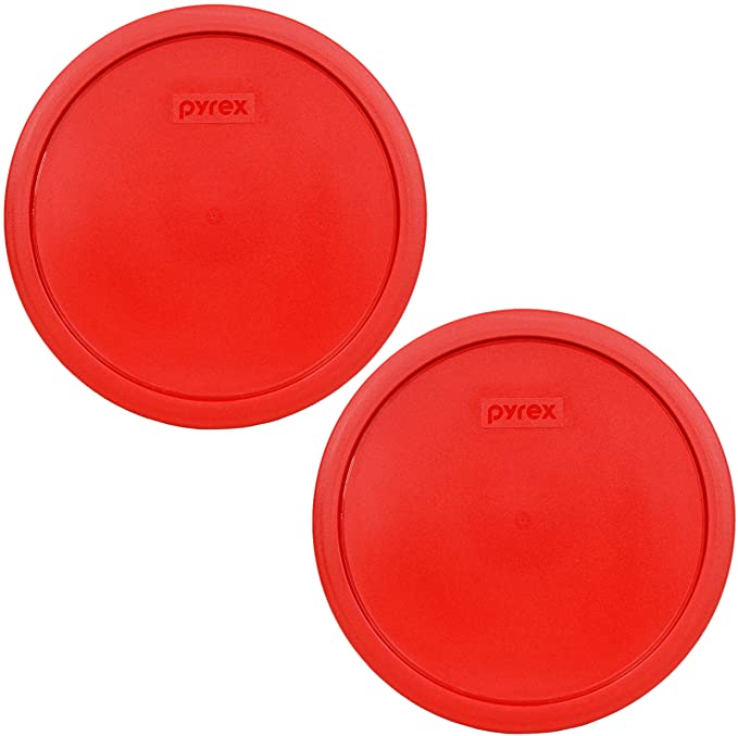 Pyrex 7403-PC 10 Cup Red Round Plastic Storage Lid - 2 Pack