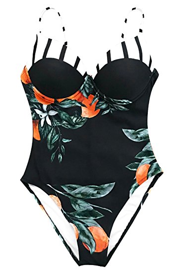 Cupshe Fashion Women's Floral Printing One-Piece Swimsuit Beach Bathing Suit